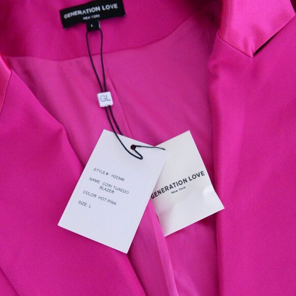 Generation Love New York Cori Hot Pink Single Button Tuxedo Blazer L - Picture 11 of 14